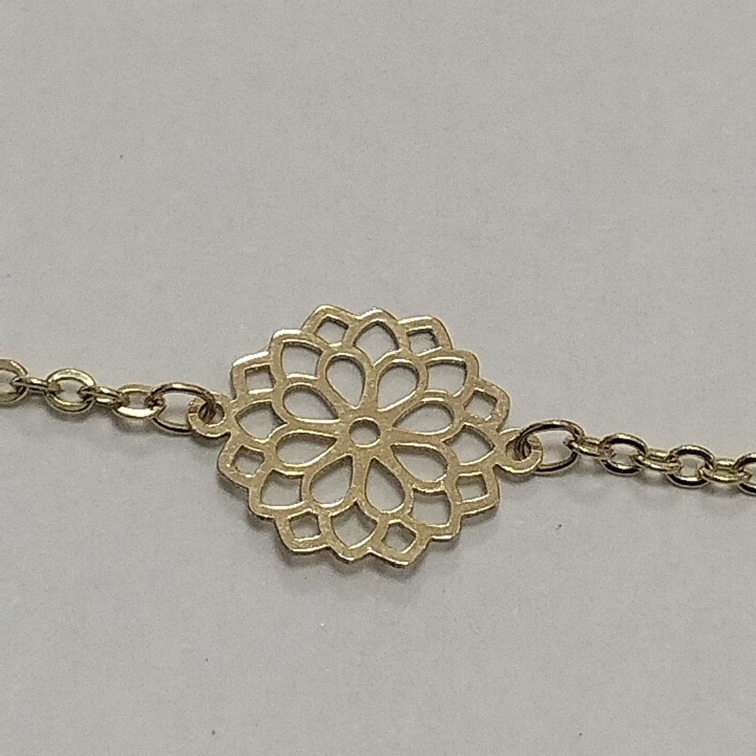 PULSERA TEJIDO ESPECIAL CON MANDALA 14K 18 CM 1.3 GR (NUEVO)