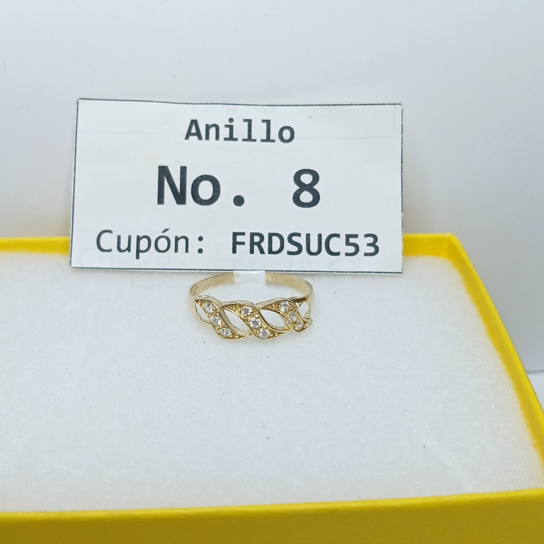 ANILLOS CON CIRCONIAS 14K TALLA 8 1.4 GR (NUEVO)