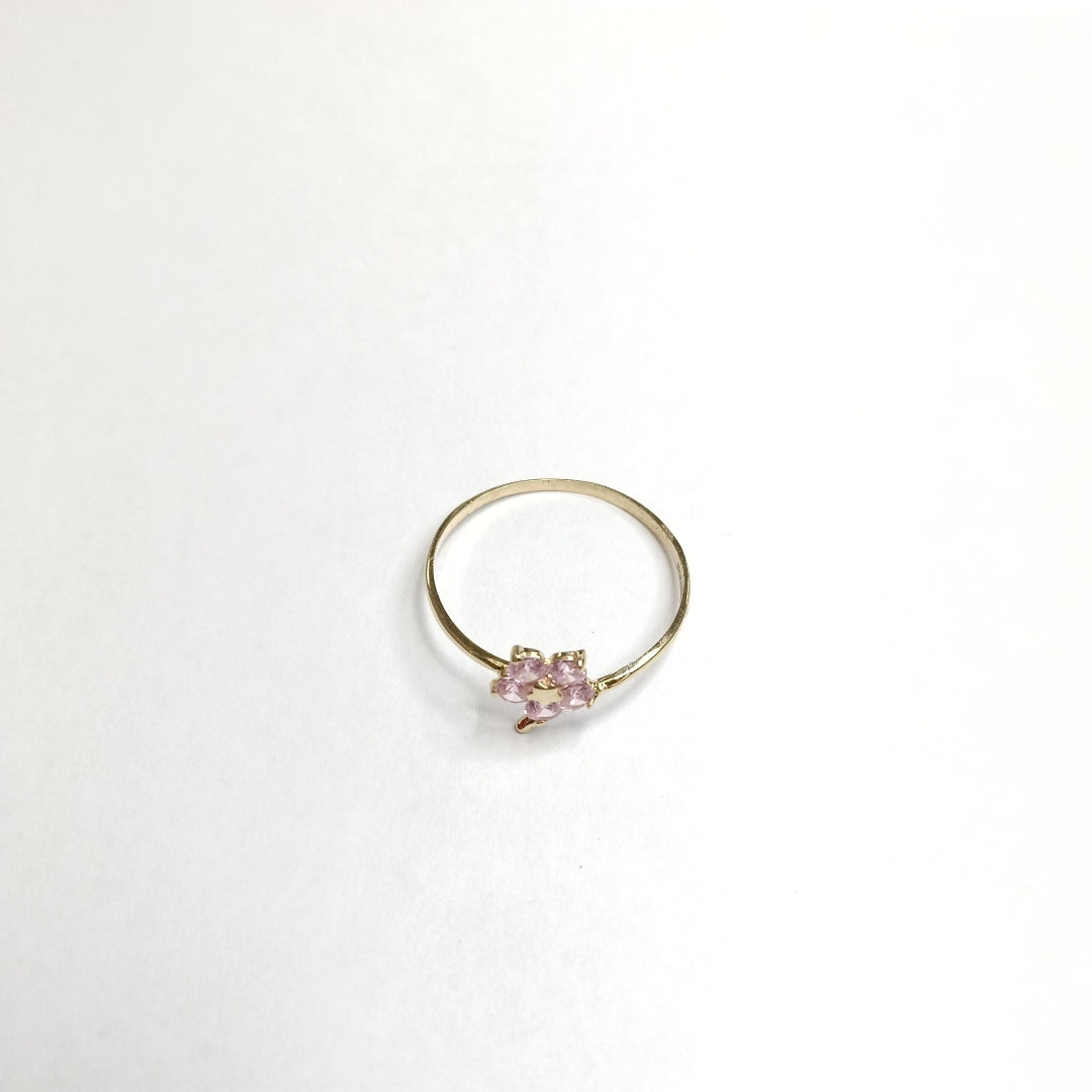 ANILLOS FLOR CON PIEDRA DE COLOR 14K TALLA 9 1 GR (NUEVO)