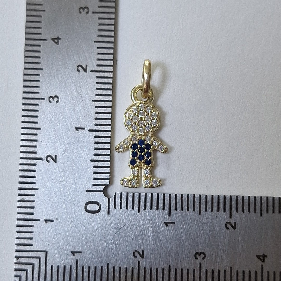 DIJE NIÑO CON CIRCONIAS Y PIEDRAS DE COLOR 10K 0.9 GR (NUEVO)