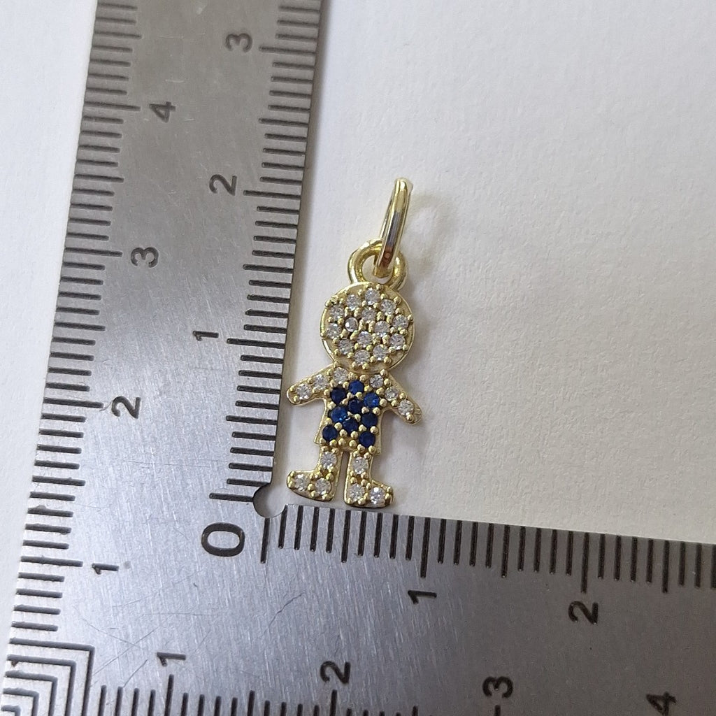 DIJE NIÑO CON CIRCONIAS Y PIEDRAS DE COLOR 10K 0.9 GR (NUEVO)