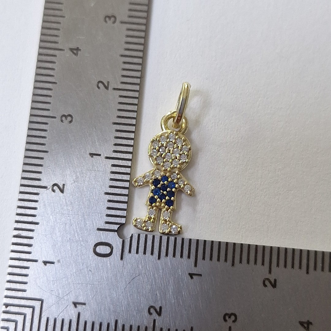 DIJE NIÑO CON CIRCONIAS Y PIEDRAS DE COLOR 10K 0.9 GR (NUEVO)