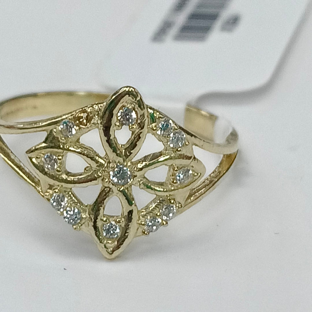 ANILLOS ANILLITO FIG NUDO DE BRUJA CON CIRCONIAS 10K TALLA 6 1.7 GR (NUEVO)
