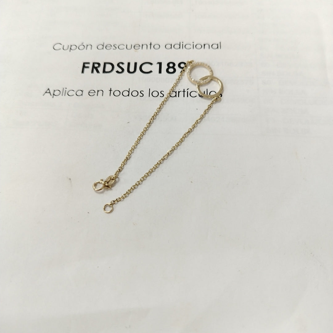 PULSERA TEJIDO ESPECIAL FIG AROS UNIDOS C CIRCS 14K 18 CM 2 GR (NUEVO)