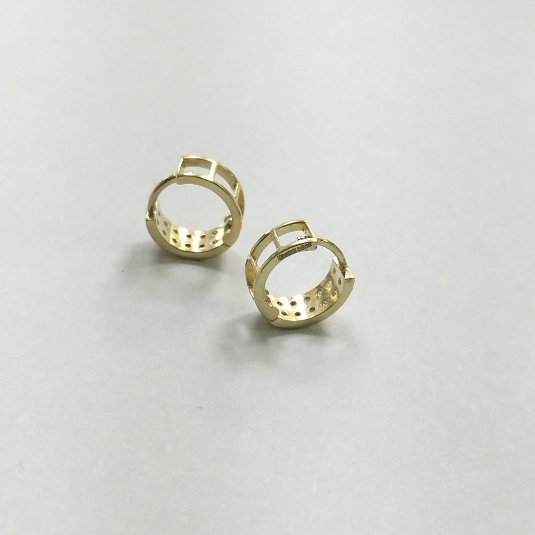 ARETES HUGGIES C CIRCONIAS 14K 1.7 GR (NUEVO)