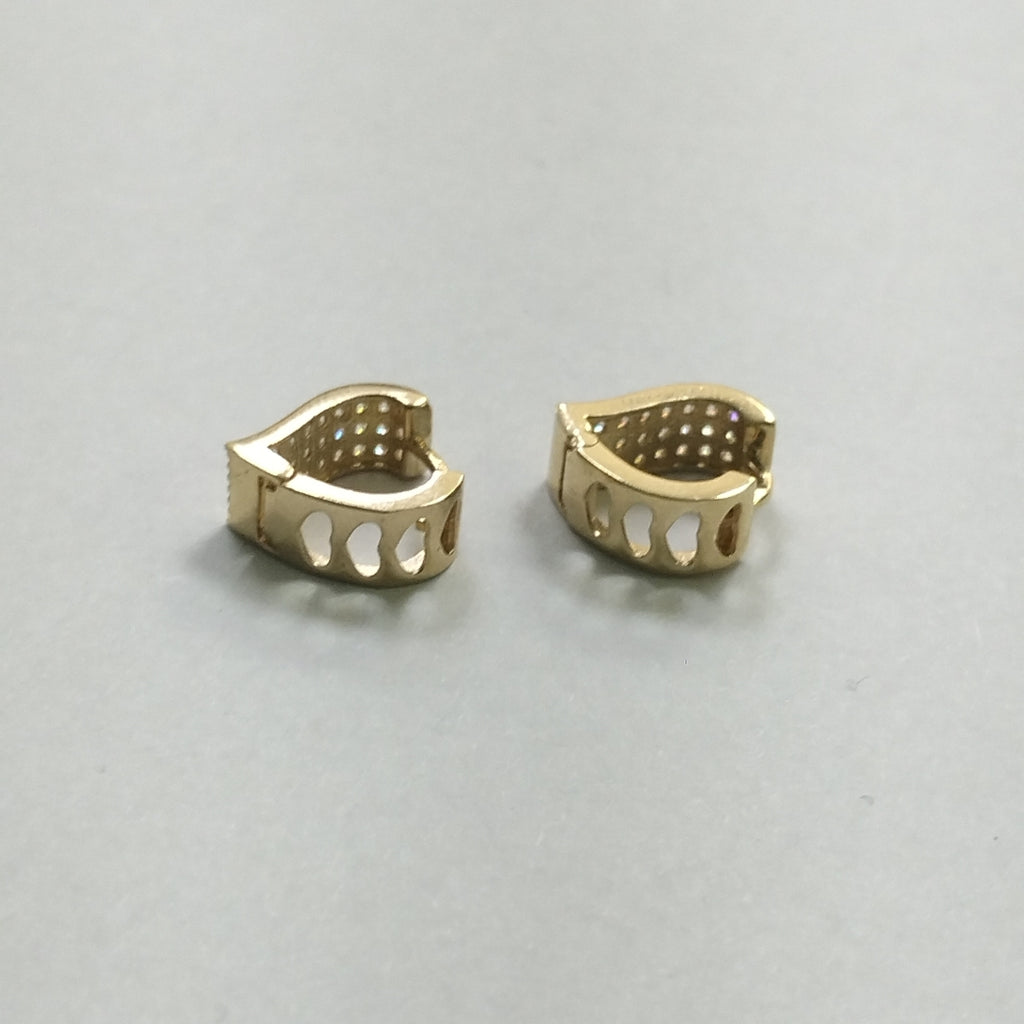 ARETES ARRACADAS CORAZON C CIRCONIAS 14K 2.1 GR (NUEVO)