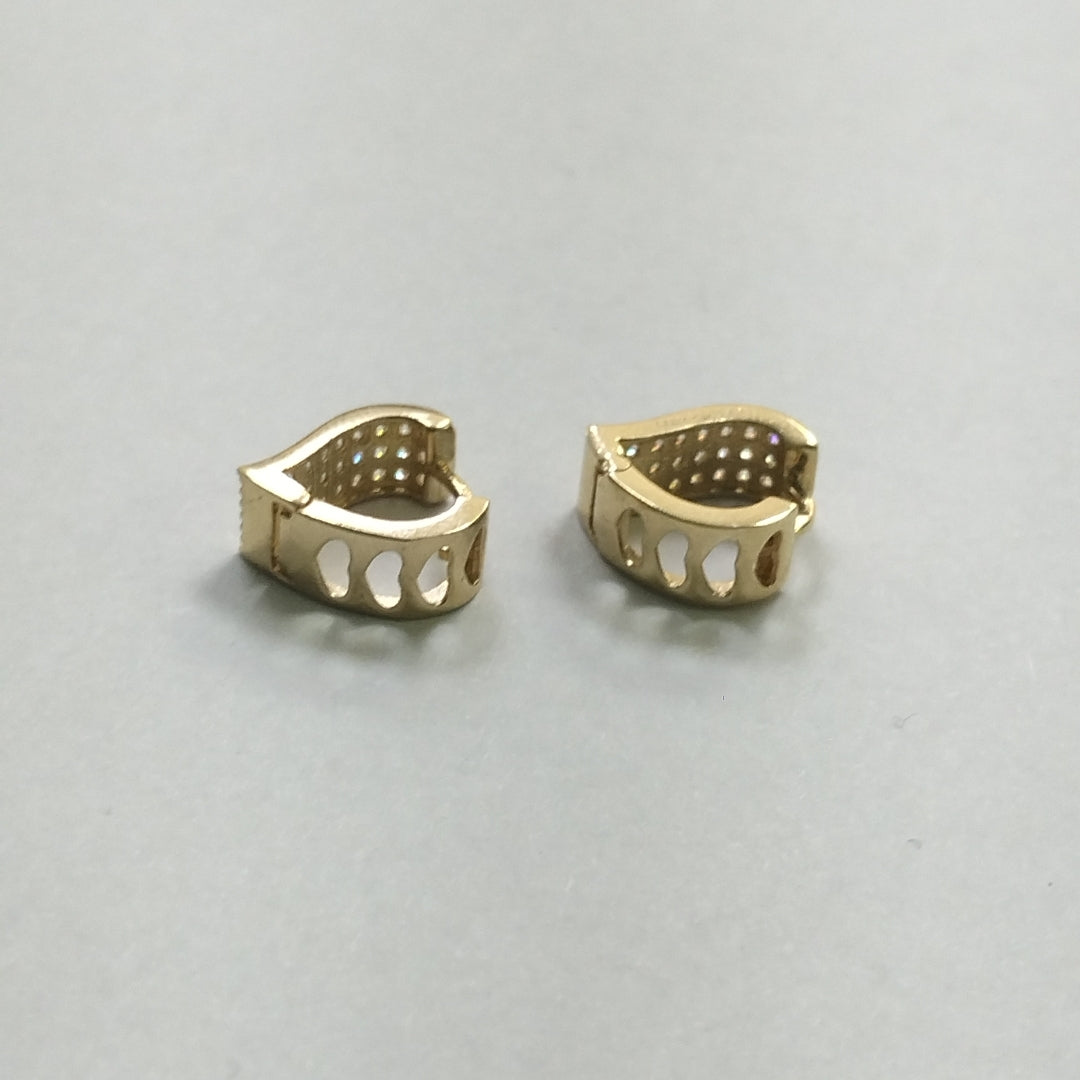 ARETES ARRACADAS CORAZON C CIRCONIAS 14K 2.1 GR (NUEVO)