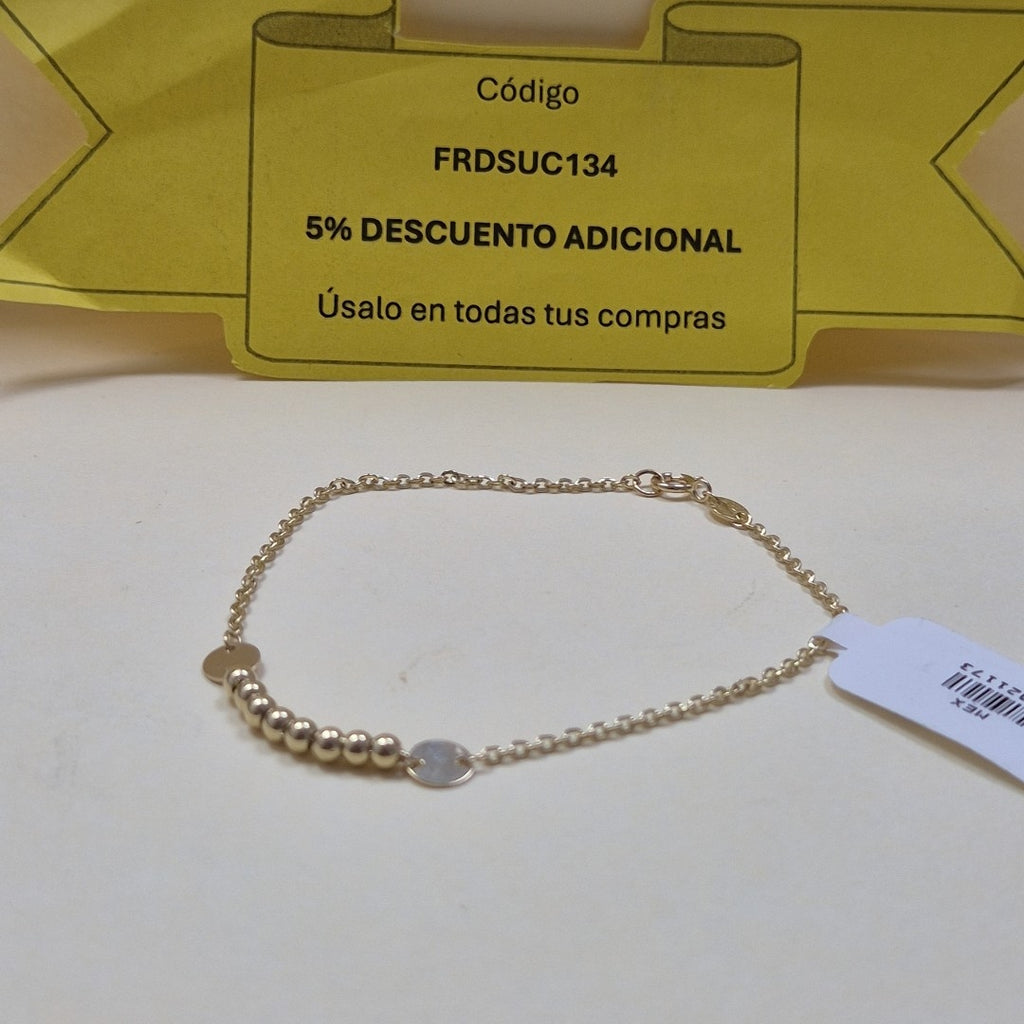 PULSERA TEJIDO ESPECIAL CON BOLITAS 14K 18 CM 1.8 GR (NUEVO)