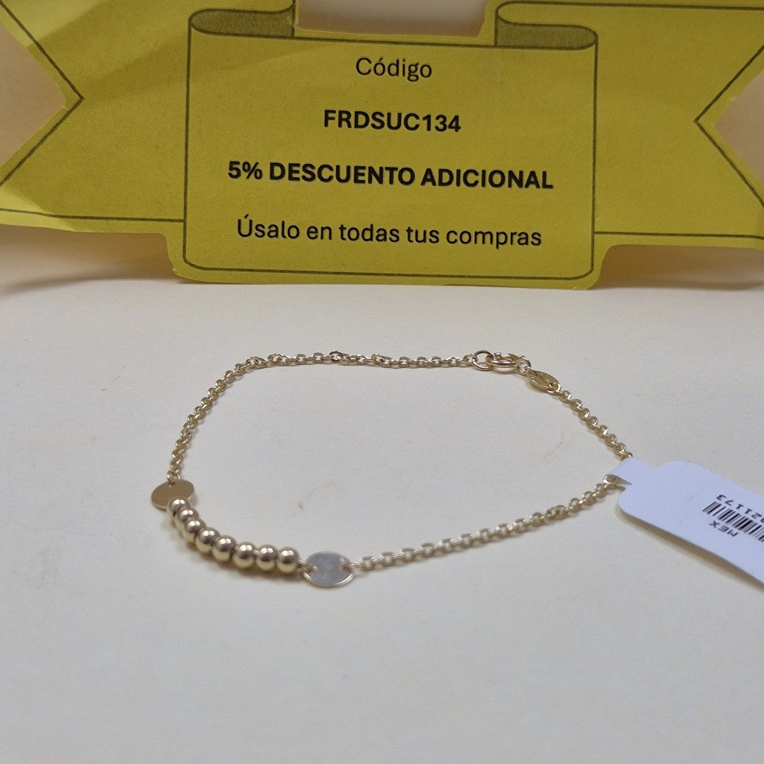 PULSERA TEJIDO ESPECIAL CON BOLITAS 14K 18 CM 1.8 GR (NUEVO)