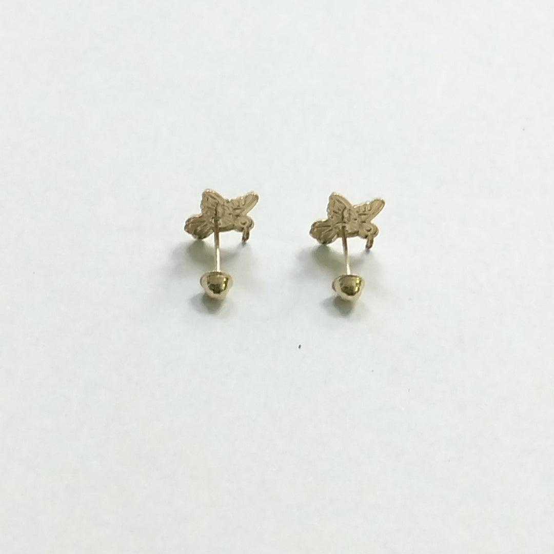 BROQUELES BROQUEL FIG COLIBRI ESMALTE VERDE 14K 0.2138 GR (NUEVO)