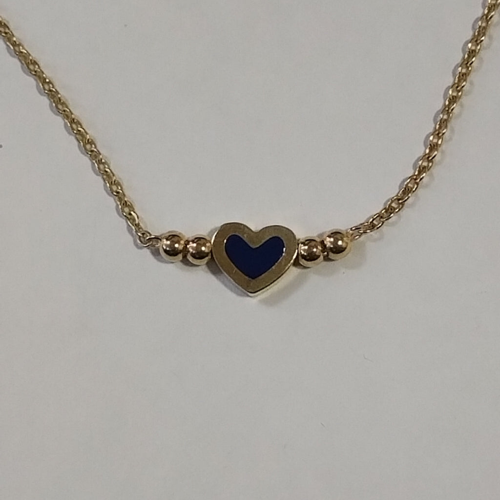 PULSERA TEJIDO ESPECIAL CON FIGURA CORAZON CON ESMALTE AZUL 14K 18 CM 2 GR (NUEVO)