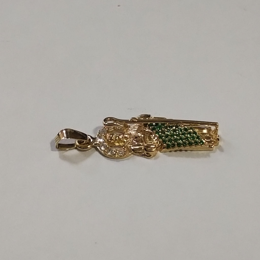 DIJE SAN JUDAS CON PIEDRAS DE COLOR 14K 1.6 GR (NUEVO)