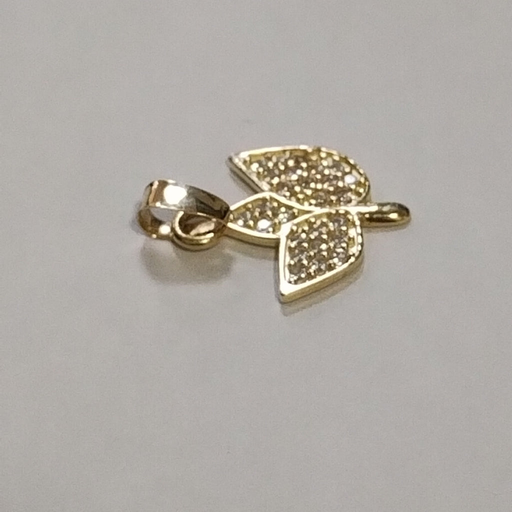 DIJE TEJIDO HOJAS CON CIRCONIAS 14K 1 GR (NUEVO)