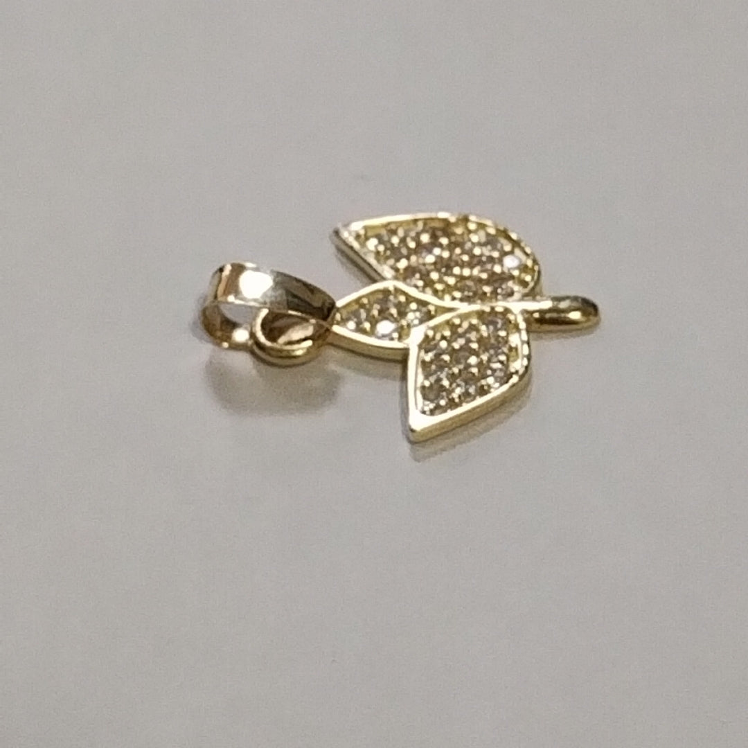 DIJE TEJIDO HOJAS CON CIRCONIAS 14K 1 GR (NUEVO)