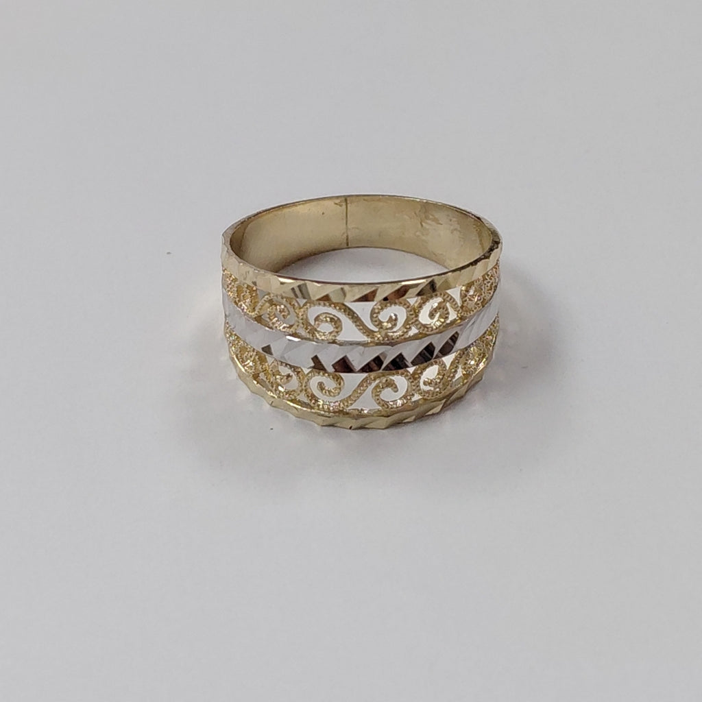 ANILLOS TIPO FILIGRANA COMBINADO 14K TALLA 7 2.8 GR (NUEVO)