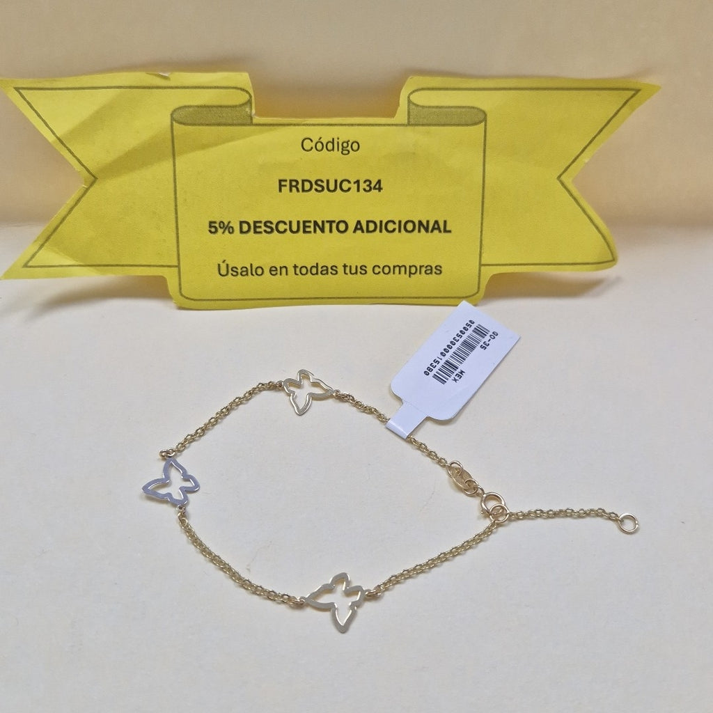 PULSERA ESPECIAL C MARIPOSAS 14K 18 CM 1.7 GR (NUEVO)