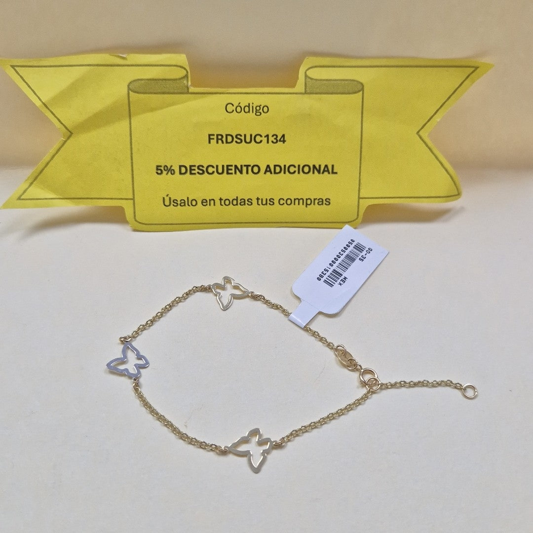 PULSERA ESPECIAL C MARIPOSAS 14K 18 CM 1.7 GR (NUEVO)