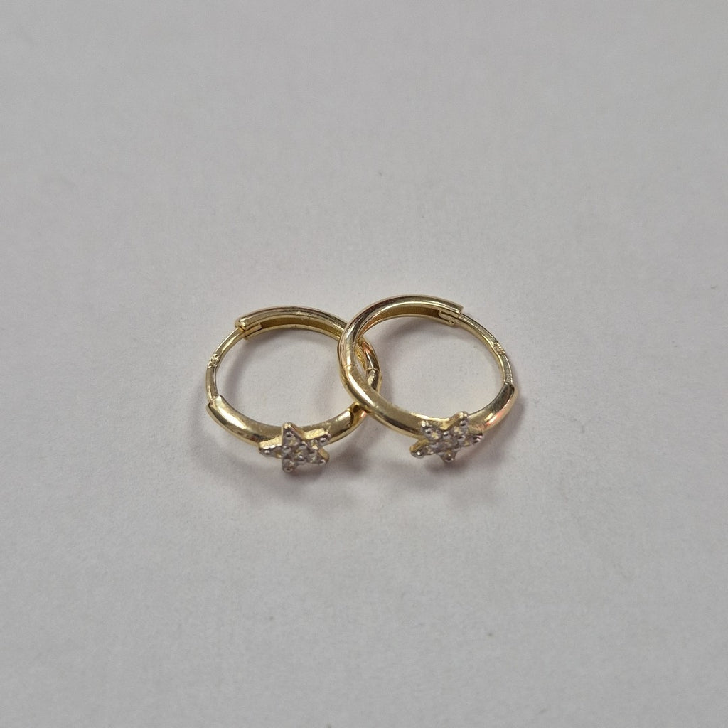 ARETES ARRACADAS FIG ESTRELLA CIRCONIAS 10K 1.6 GR (NUEVO)
