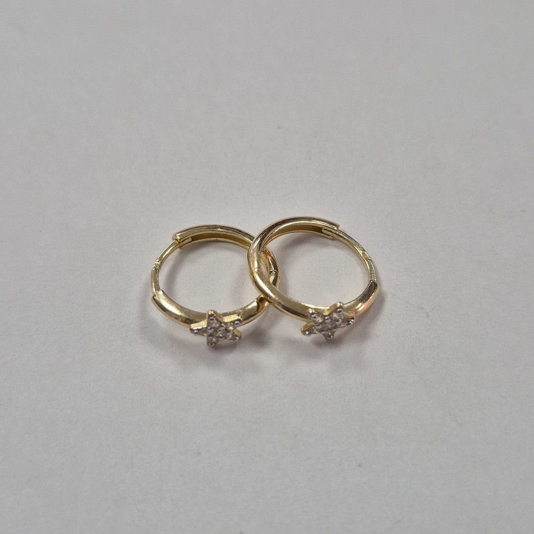 ARETES ARRACADAS FIG ESTRELLA CIRCONIAS 10K 1.6 GR (NUEVO)