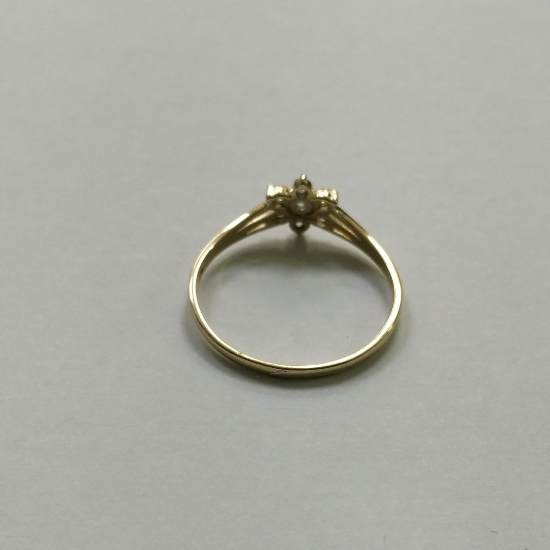 ANILLO ANILLITO FLOR C CIRCONIAS 14K 9 TALLA 1.4 GR (NUEVO)
