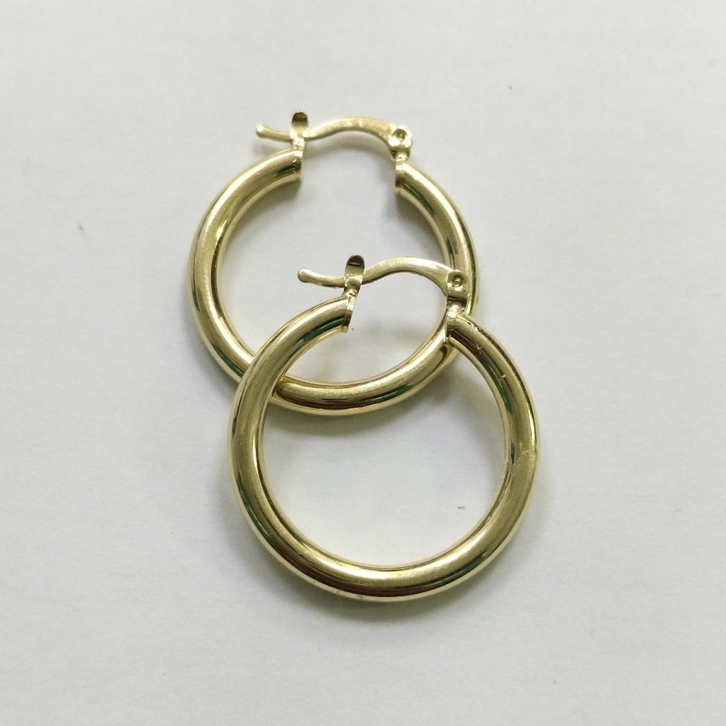 ARETES TEJIDO ARRACADAS LISAS HUECAS 14K 2.2 GR (NUEVO)