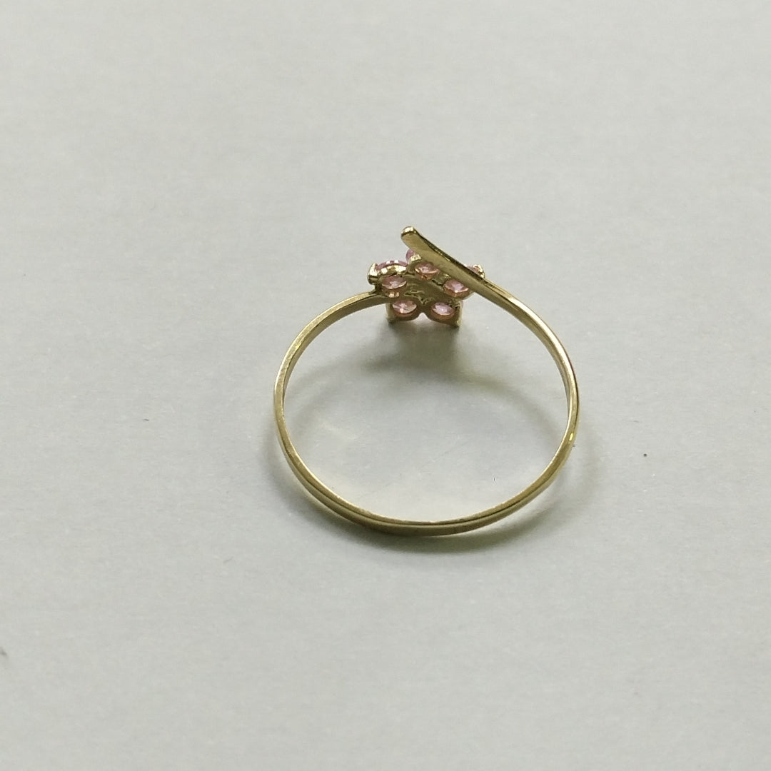 ANILLOS FIG FLOR CON PDRAS COL ROSA 14K TALLA 8 1 GR (NUEVO)