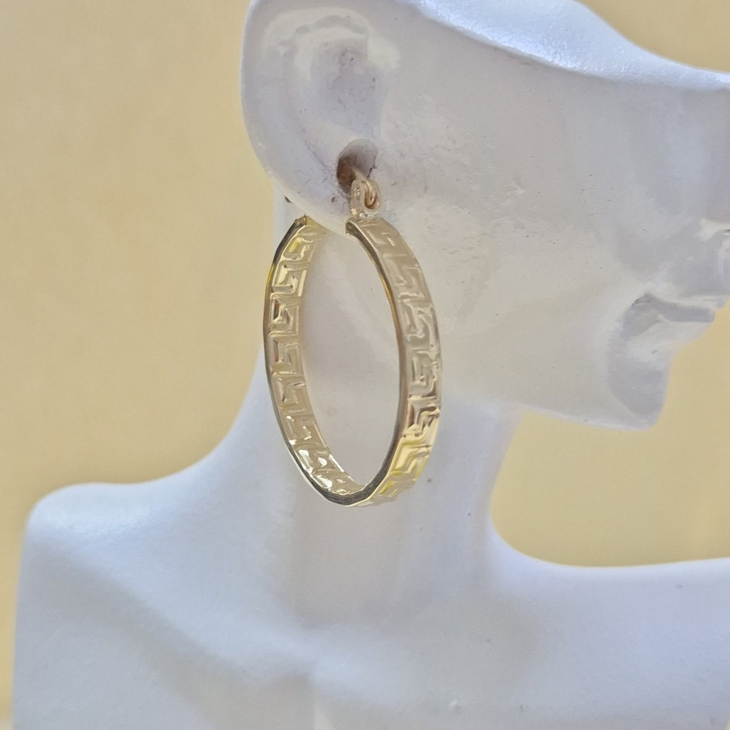 ARETES TEJIDO ARRACADA CON GRECAS 14K 2.7 GR (NUEVO)