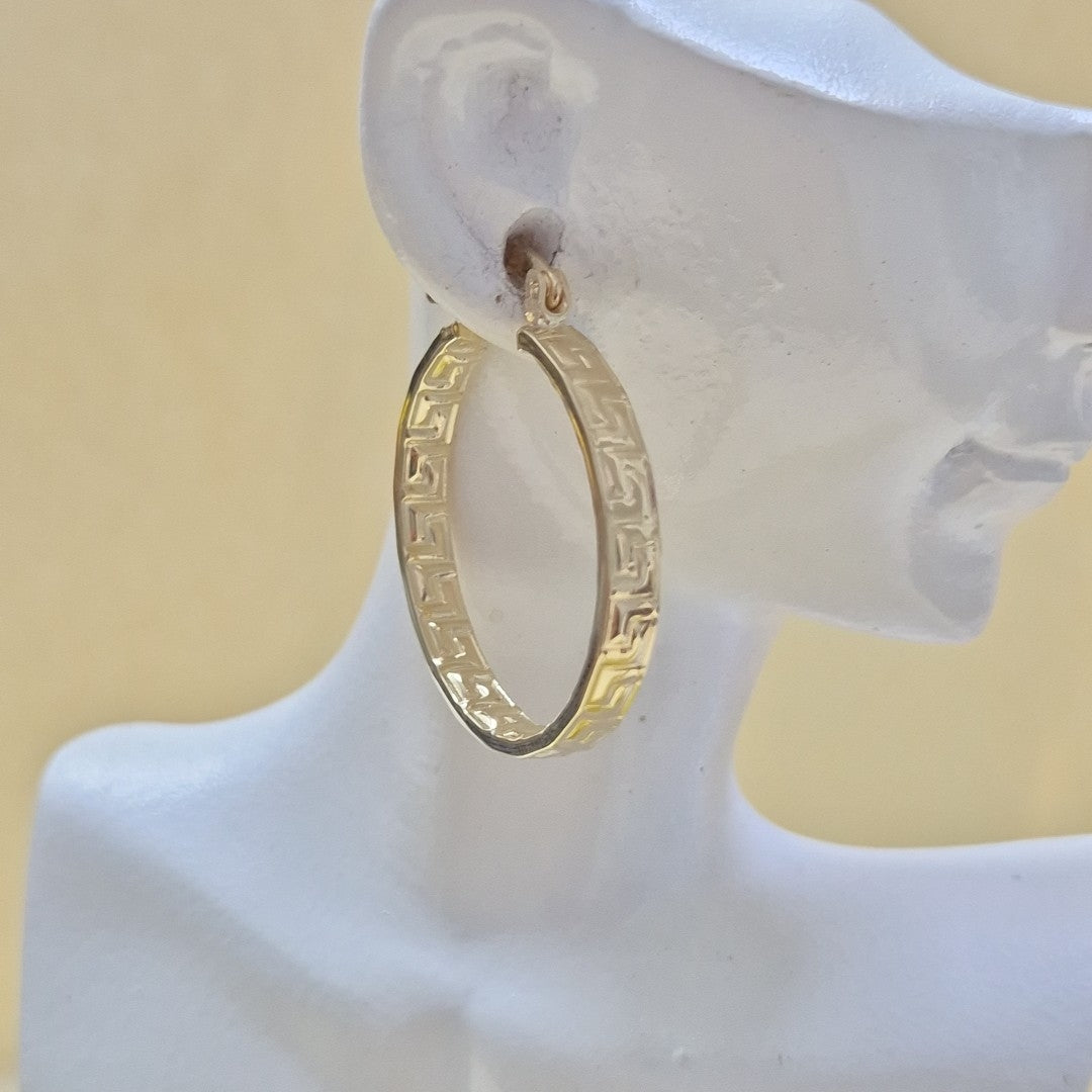 ARETES TEJIDO ARRACADA CON GRECAS 14K 2.7 GR (NUEVO)
