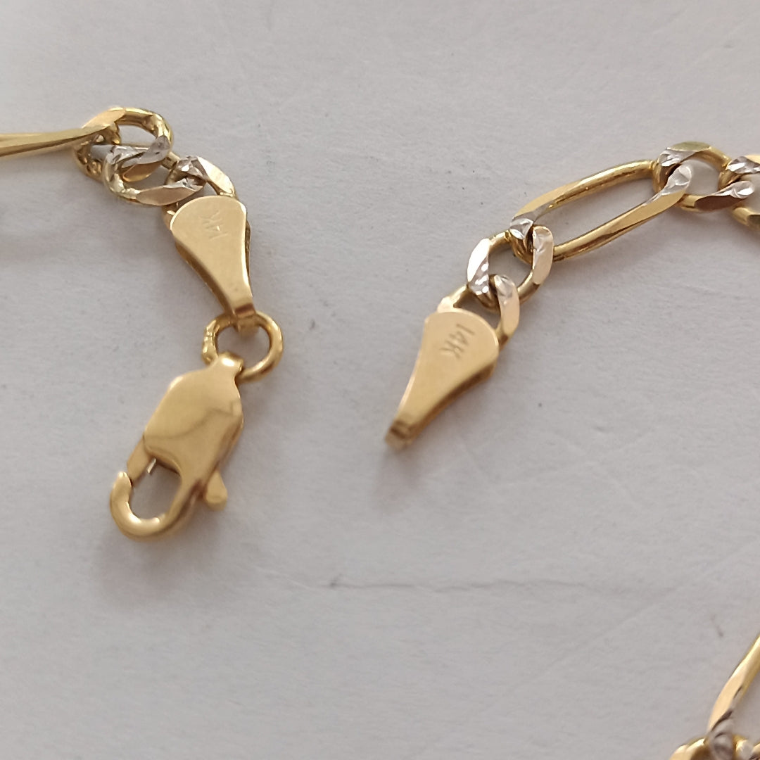 PULSERA 3X1 DIAMANTADA 14K 18 CM 4.5 GR (NUEVO)