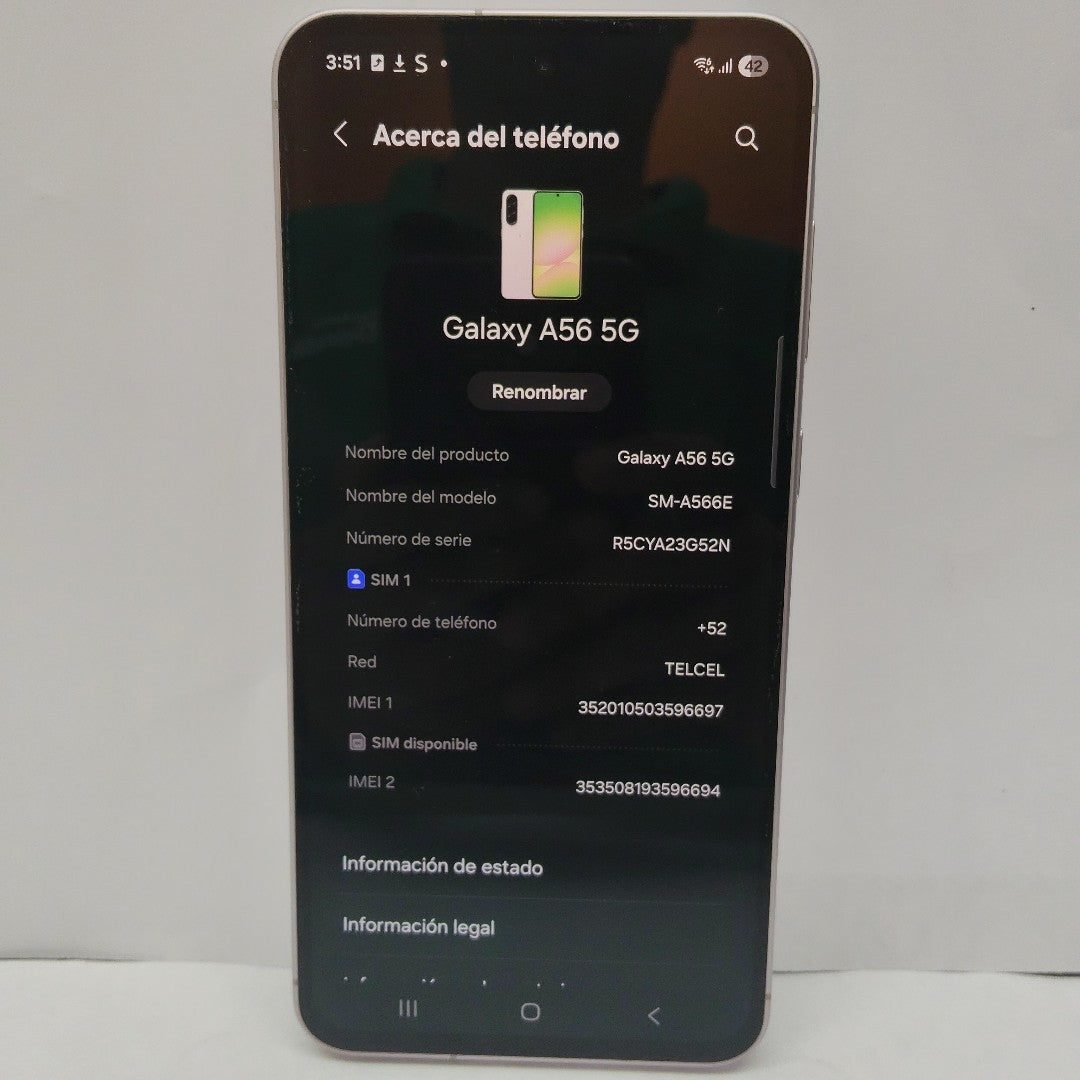 CELULAR SAMSUNG GALAXY A56 SM-A566E (2025) 256 GB 8 GB RAM (SEMINUEVO)