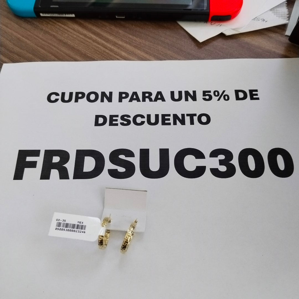 ARETES TEJIDO ARRACADAS TIPO GRECAS 14K 2.1 GR (NUEVO)