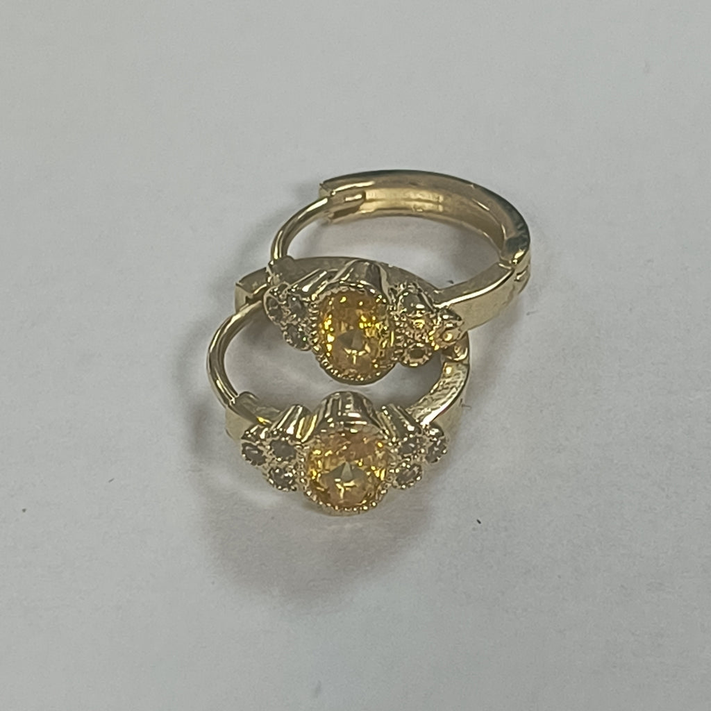 ARETES ARRACADAS CON CIRCONIAS Y PDRAS COL 14K 3.3 GR (NUEVO)