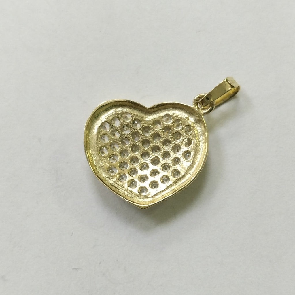 DIJE TEJIDO CORAZON CON CIRCONIAS 14K 1.8 GR (NUEVO)