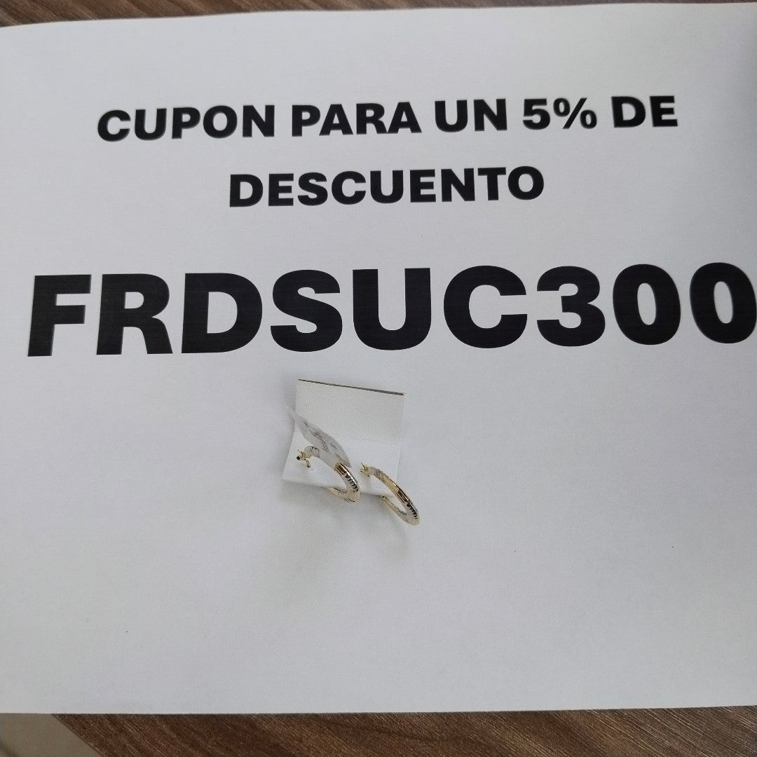 ARETES TEJIDO ARRACADAS COMBINADAS HUECAS 14K 1.8 GR (NUEVO)