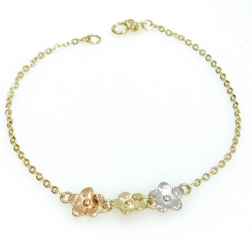 PULSERA TEJIDO ESPECIAL FIG FLORES 14K 18 CM 2.1 GR (NUEVO)