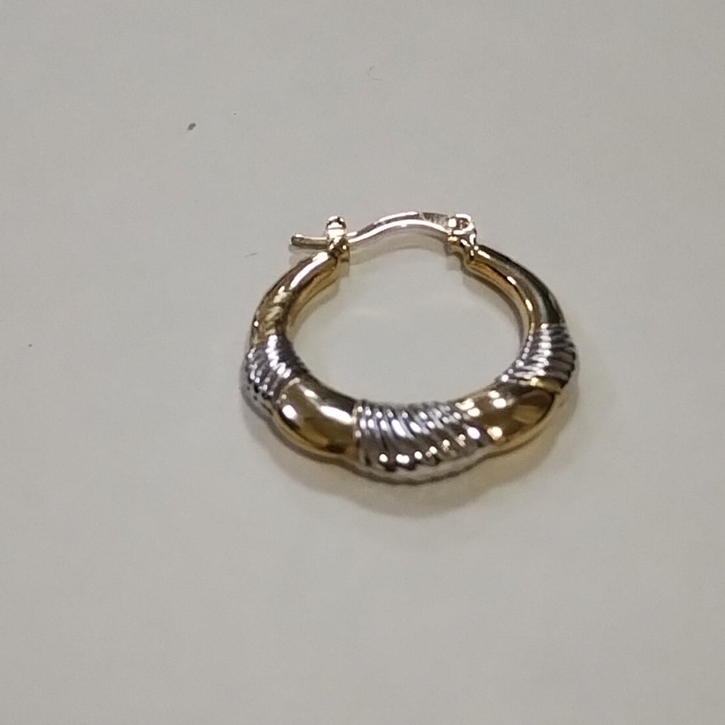 ARETES ARRACADAS HUECAS COMBINADAS 14K 2.6 GR (NUEVO)