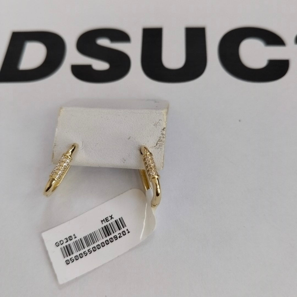 ARETES HUGGIES OVALADA C CIRCONIAS 14K 2.4 GR (NUEVO)