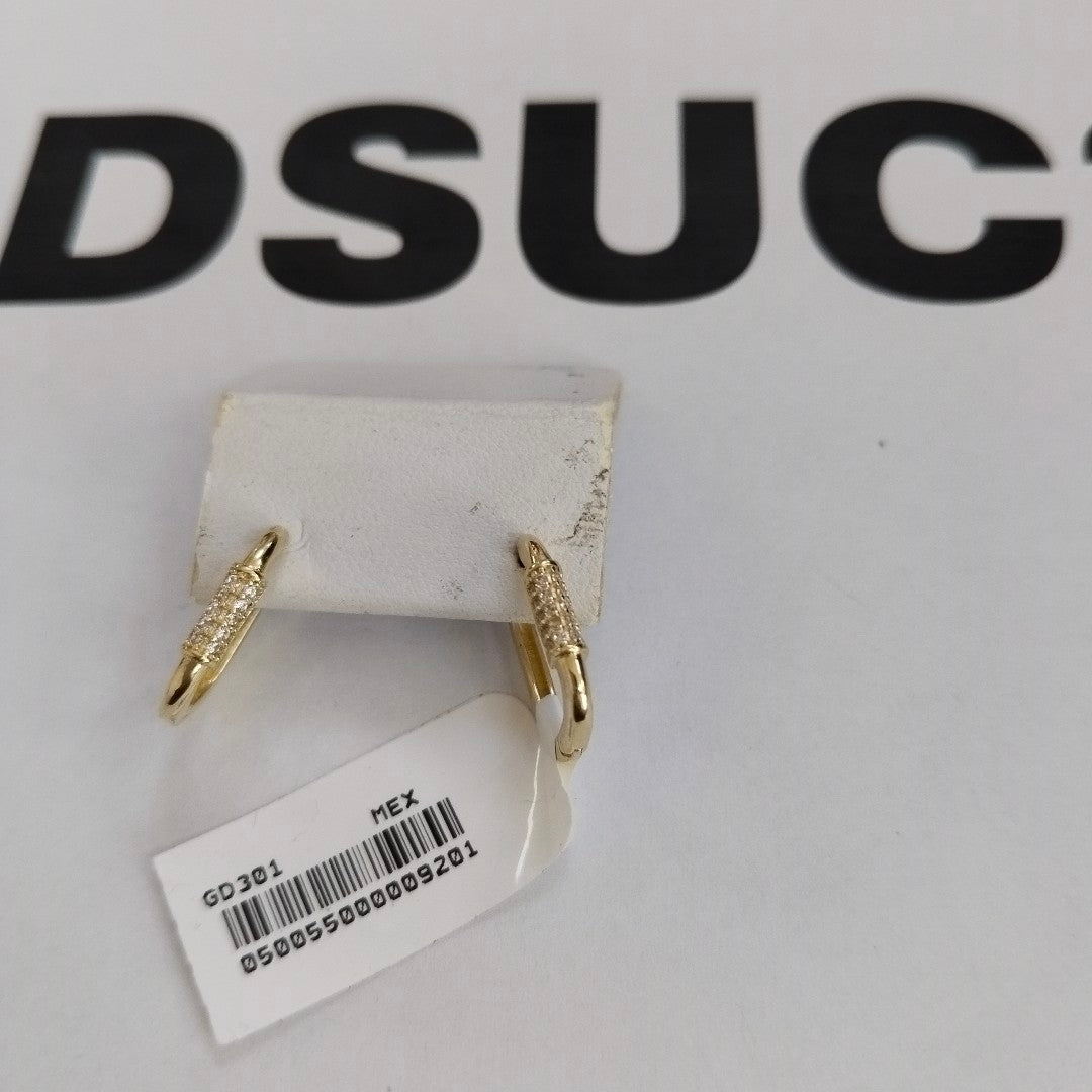 ARETES HUGGIES OVALADA C CIRCONIAS 14K 2.4 GR (NUEVO)