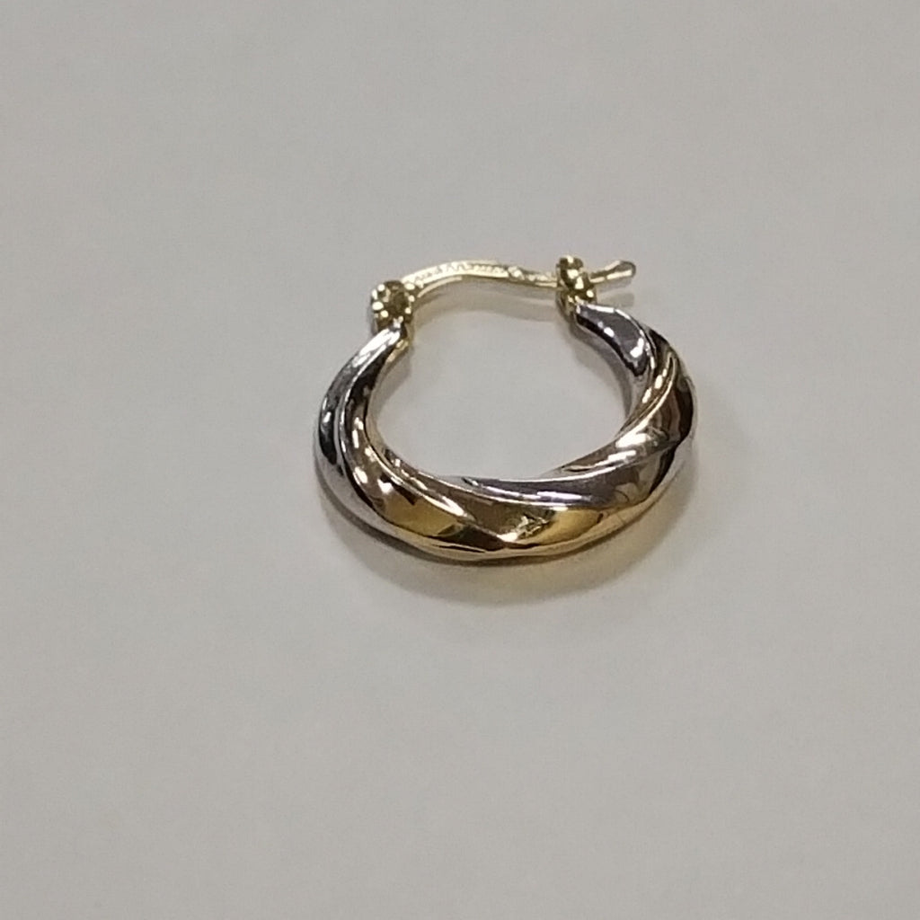 ARETES TEJIDO ARRACADA TRENZADA COMBINADA 14K 1.8 GR (NUEVO)