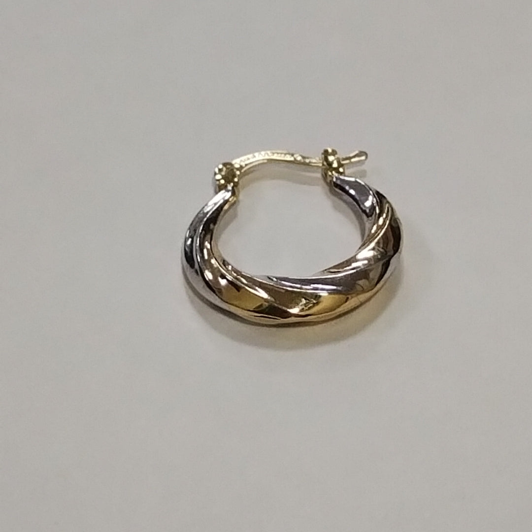 ARETES TEJIDO ARRACADA TRENZADA COMBINADA 14K 1.8 GR (NUEVO)
