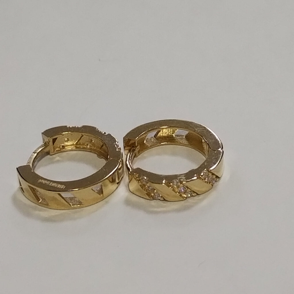 ARETES HUGGIES CON CIRCONIAS 14K 2.3 GR (NUEVO)