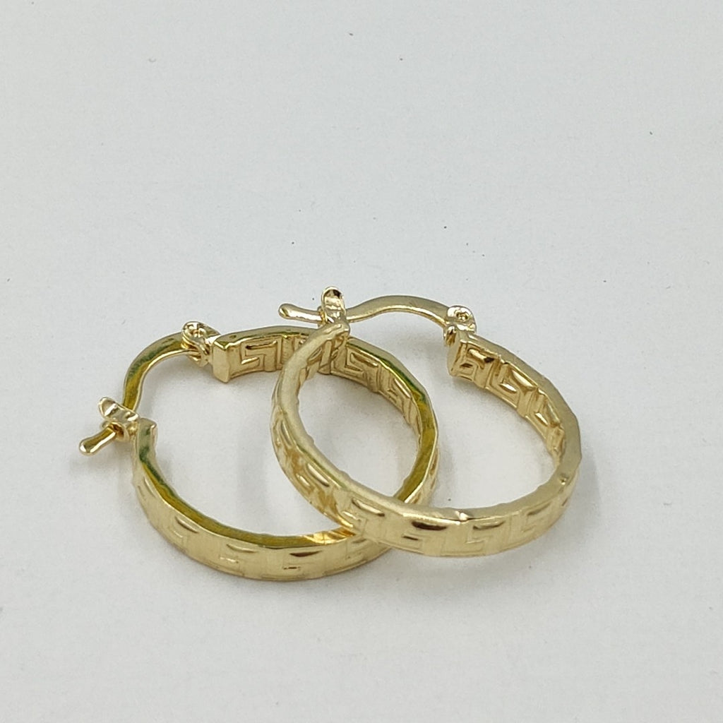 ARETES TEJIDO ARRACADAS TIPO GRECAS 14K 2.1 GR (NUEVO)