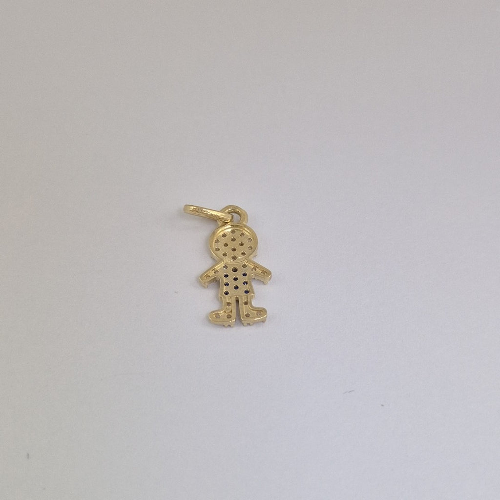 DIJE NIÑO CON CIRCONIAS Y PIEDRAS DE COLOR 10K 0.9 GR (NUEVO)