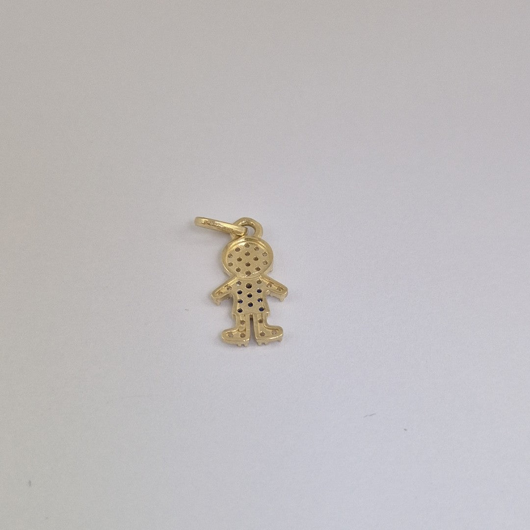 DIJE NIÑO CON CIRCONIAS Y PIEDRAS DE COLOR 10K 0.9 GR (NUEVO)