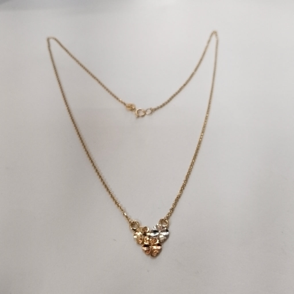 CADENA TEJIDO GARGANTILLA ESPECIAL C FLORES 14K 45 CM 3 GR (NUEVO)