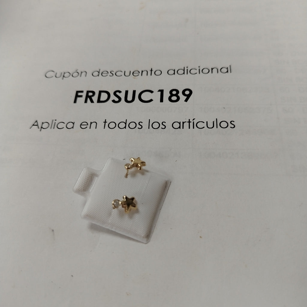 BROQUELES BROQUEL FIG ESTRELLA C CIRCONIA 14K 0.2603 GR (NUEVO)
