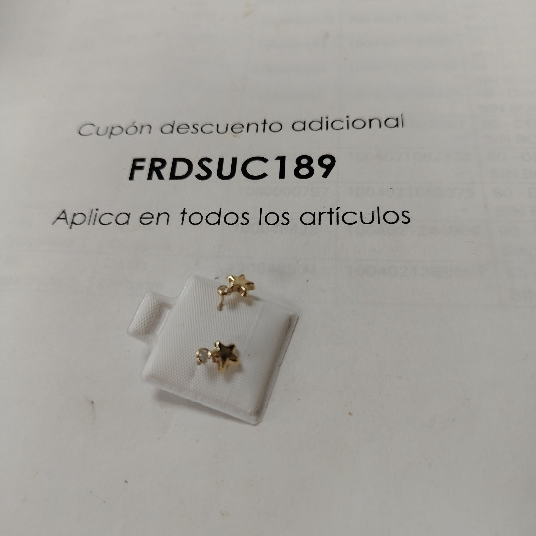 BROQUELES BROQUEL FIG ESTRELLA C CIRCONIA 14K 0.2603 GR (NUEVO)