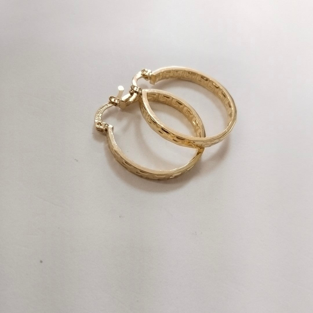 ARETES TEJIDO ARRACADA CON GRECAS 14K 2.7 GR (NUEVO)