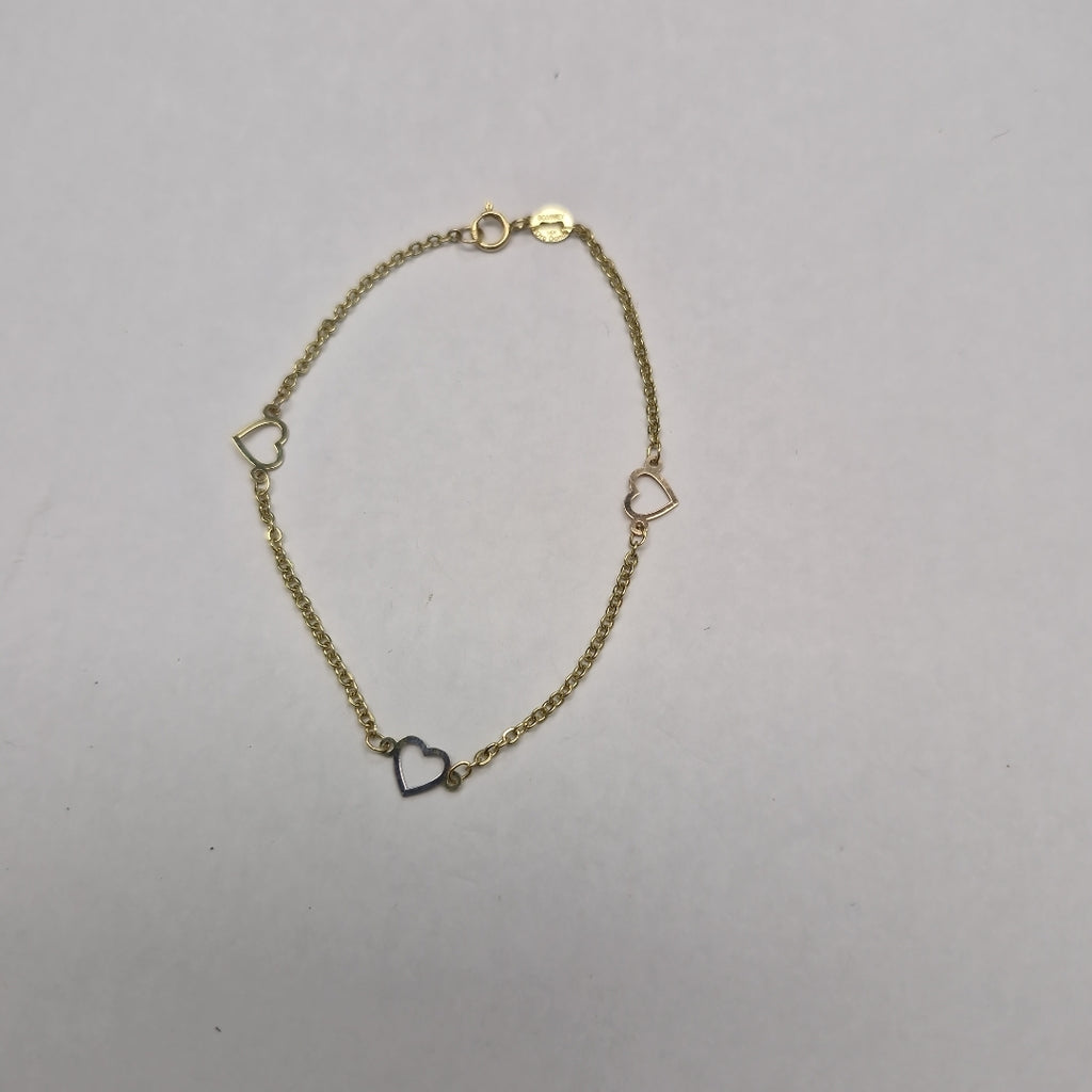 PULSERA ESPECIAL CON CORAZONES 14K 18 CM 1.2 GR (NUEVO)