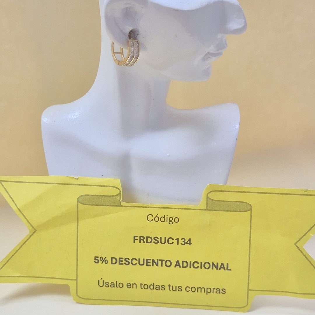 ARETES HUGGIES C CIRCONIAS 14K 1.8 GR (NUEVO)